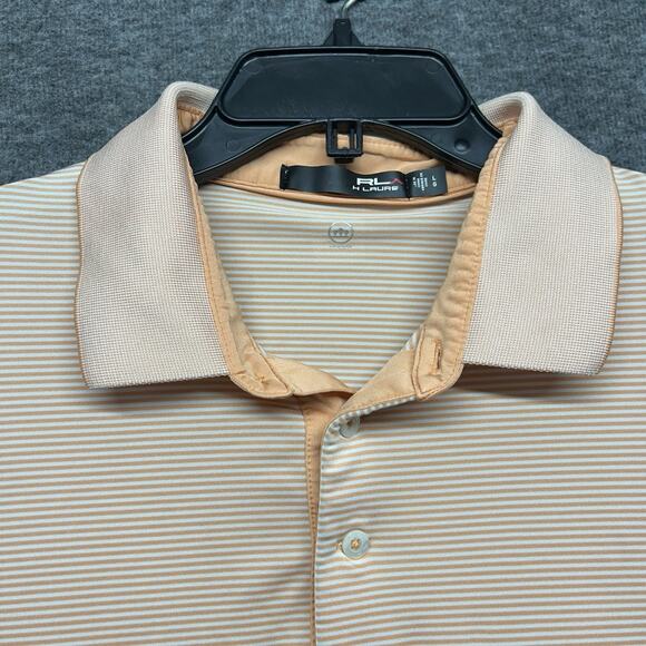 RLX Polo Shirt Mens Large Orange Striped Polo Ralph Lauren Golf Short Sleeve - Picture 2 of 7